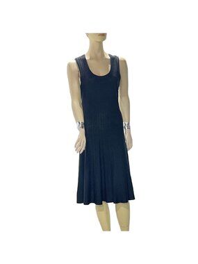 Nic+Zoe Black Sleeveless Knit Midi Dress With Back Zip Closure Size S